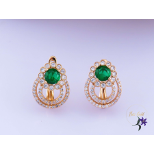  Bellami antiallergén zöldköves fülbevaló-18K fülbevaló