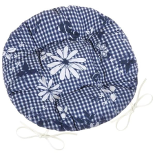 Bellatex DITA 62/410 - kerek, steppelt, átmérő 40 cm, kék kockás, virággal lakástextília