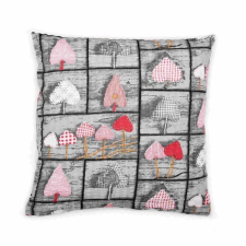 Bellatex krepp párnahuzat, 40×40 cm, szürke-piros szív (4785) lakástextília