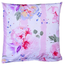 Bellatex pamut párnahuzat, 40×40 cm, rózsaszín virág, csíkos lakástextília