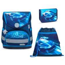 BELMIL Compact Iskolatáska szett, Racing Blue Neon/Autós iskolatáska