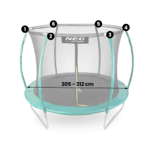 Beltéri háló trambulinokhoz 312cm 10ft neo-sport 10cm trambulin kiegészítő