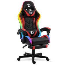 BEMADA RGB LED-es gamer szék - karfával, párnával - fekete / piros, BMD1115RD forgószék