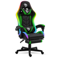 BEMADA RGB LED-es gamer szék - karfával, párnával - fekete / zöld, BMD1115GR forgószék