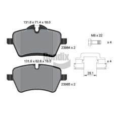 BENDIX Braking fékbetétkészlet, tárcsafék BENDIX Braking BPD1188 autóalkatrész