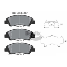 BENDIX Braking fékbetétkészlet, tárcsafék BENDIX Braking BPD1476 autóalkatrész