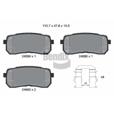 BENDIX Braking fékbetétkészlet, tárcsafék BENDIX Braking BPD2176 autóalkatrész