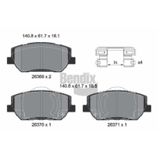 BENDIX Braking fékbetétkészlet, tárcsafék BENDIX Braking BPD2515 autóalkatrész