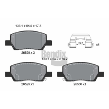 BENDIX Braking fékbetétkészlet, tárcsafék BENDIX Braking BPD2571 autóalkatrész
