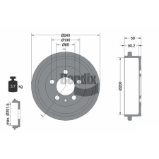 BENDIX Braking fékdob BENDIX Braking BDM1055 autóalkatrész