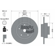 BENDIX Braking féktárcsa BDS1163 autóalkatrész