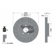 BENDIX Braking féktárcsa BDS1319HC autóalkatrész