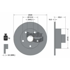 BENDIX Braking féktárcsa BDS1354 autóalkatrész