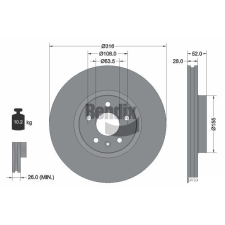 BENDIX Braking féktárcsa BENDIX Braking BDS1429HC autóalkatrész