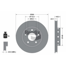 BENDIX Braking féktárcsa BENDIX Braking BDS1968 féktárcsa