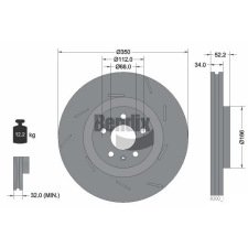 BENDIX Braking féktárcsa BENDIX Braking BDS2207RHC autóalkatrész