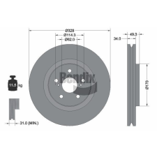 BENDIX Braking féktárcsa BENDIX Braking BDS2349HC autóalkatrész