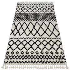 Berber Szőnyeg BERBER SAFI N9040 fehér / fekete Rojt shaggy 120x170 cm lakástextília
