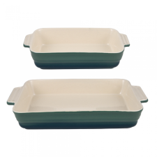 BERGNER BG-13362-GR Kerámia sütőtál - Zöld (2db) (BG-13362-GR ZÖLD) sütés és főzés