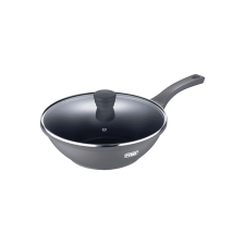 BERGNER PY-3315 Pyrex Wok serpenyő fedővel, 28 cm edény