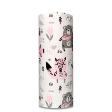 Bergon Színes mintás textil pelenka 70x80 cm-erdei állatok rózsaszín mosható pelenka