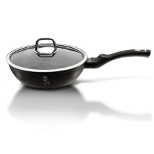 BERLINGER Berlinger Haus Black Silver Collection Mély serpenyő márvány bevonattal, metál külső bevonattal, fedővel, 24 cm, fekete edény