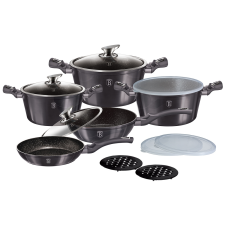 BERLINGER HAUS 13-részes főzőkészlet márvány bevonattal METALLIC LINE CARBON PRO EDITION edény