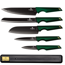 BERLINGER HAUS 6-részes rozsdamentes acél konyhai kés készlet mágneses tartóval EMERALD kés és bárd