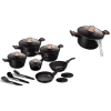 BERLINGER HAUS Black Rose Collection 15 részes edénykészlet márvány bevonattal BH-8234
