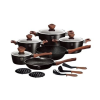 BERLINGER HAUS Ebony Rosewood Line 15 részes edénykészlet gránit-márvány bevonattal,rózsafa mintázatú fogókkal (BH/1537N)