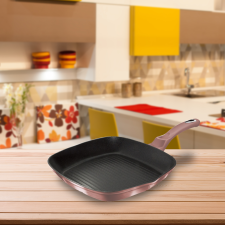 BERLINGER Haus I-Rose Collection grill serpenyő titán bevonattal, 28 cm, pink metál, BH-6027 edény