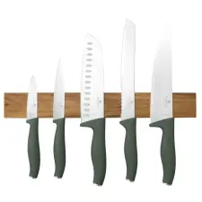 BERLINGER HAUS Matte Green Collection 6 részes késkészlet akácfa mágneses akasztóval BH-2978 kés és bárd