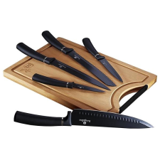 Berlingerhaus Black Silver Collection tapadásmentes + vágódeszka, 6 darabos szett kés és bárd