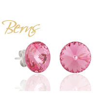 Berns Nemesacél fülbevaló rózsaszín színű eredeti európai® kristállyal fülbevaló