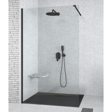  Besco AVEO black Walk-In 100x195cm zuhanyfal - fekete profillal és kitámasztóval kád, zuhanykabin