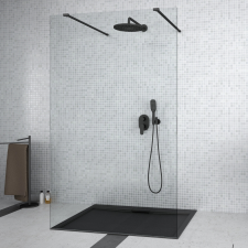 Besco AVEO due black walk-in zuhanyfal 130x195 cm (ADB-130-195C) kád, zuhanykabin