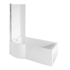  Besco Inspiro 150x70 akril balos asszimetrikus kád, 1 részes kádparavánnal - SZETT AKCIÓ kád, zuhanykabin