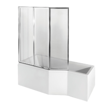  Besco Integra 170x75 akril balos asszimetrikus kád, 3 részes kádparavánnal - SZETT AKCIÓ kád, zuhanykabin