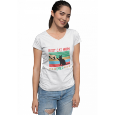  Best cat mom ever - Női V Nyakú Póló női póló
