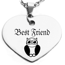Best Friend (legjobb barát) baglyos medál lánccal vagy kulcstartóval medál