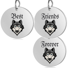 Best Friends Forever farkasos hármas medál lánccal vagy kulcstartóval medál