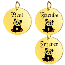  Best Friends Forever Pandás hármas medál lánccal vagy kulcstartóval medál