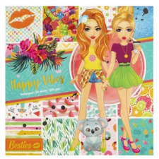 Besties - Happy vibes 25x25 cm színes lapok a divattervezőhöz, 20 db gyermek- és ifjúsági könyv