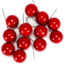  Beszúrós bogyó 4cm-es piros 12db/cs dekorációs kellék