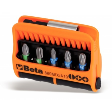 Beta 860MIX/A10 10 csavarhúzóbetét és mágneses betéttartó, műanyag dobozban csavarhúzó
