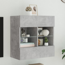  betonszürke falra szerelhető TV-szekrény LED-del 58,5x30x60,5cm bútor