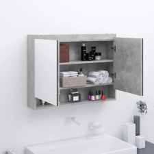  Betonszürke MDF tükrös fürdőszobaszekrény 80 x 15 x 60 cm fürdőszoba bútor
