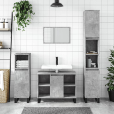 Betonszürke szerelt fa fürdőszobaszekrény 80 x 33 x 60 cm fürdőszoba bútor