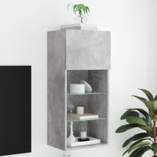 betonszürke TV-szekrény LED lámpákkal 40,5x30x90 cm bútor
