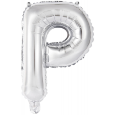 Betűs Silver, Ezüst P betű fólia lufi 45 cm party kellék